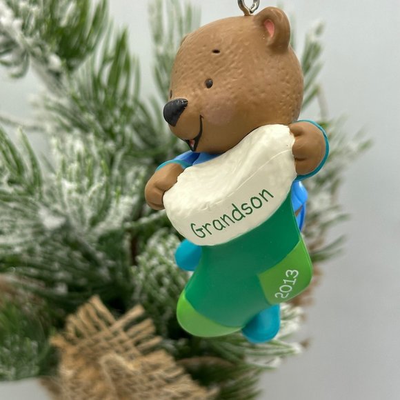 Hallmark Keepsake Ornament Grandson 2013 Bear Stocking Christmas Holiday - Picture 3 of 9
